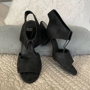 Eileen Fisher Black Suede Heels